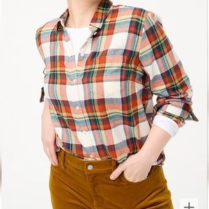J. Crew Sherpa Lined Oversized Plaid Flannel Shacket